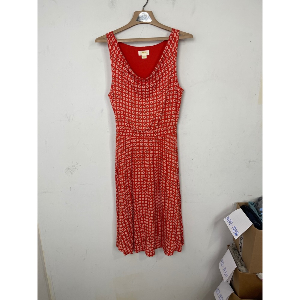 Maeve Anthropologie Red Floral Cowl Neck Sleeveless Knit Dress XS